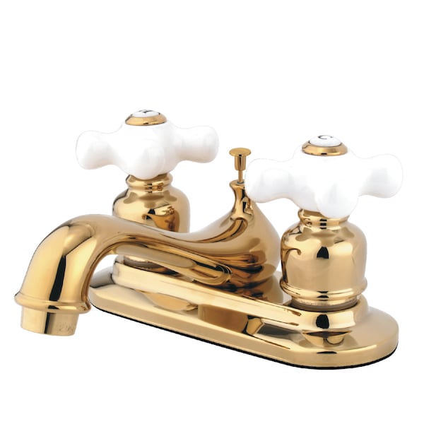 Restoration, 4" Centerset Bathroom Faucet, Polished Brass
